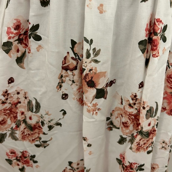 White with Pink Flowers Romantic Maxi-Dress, Sz S - Picture 3 of 7